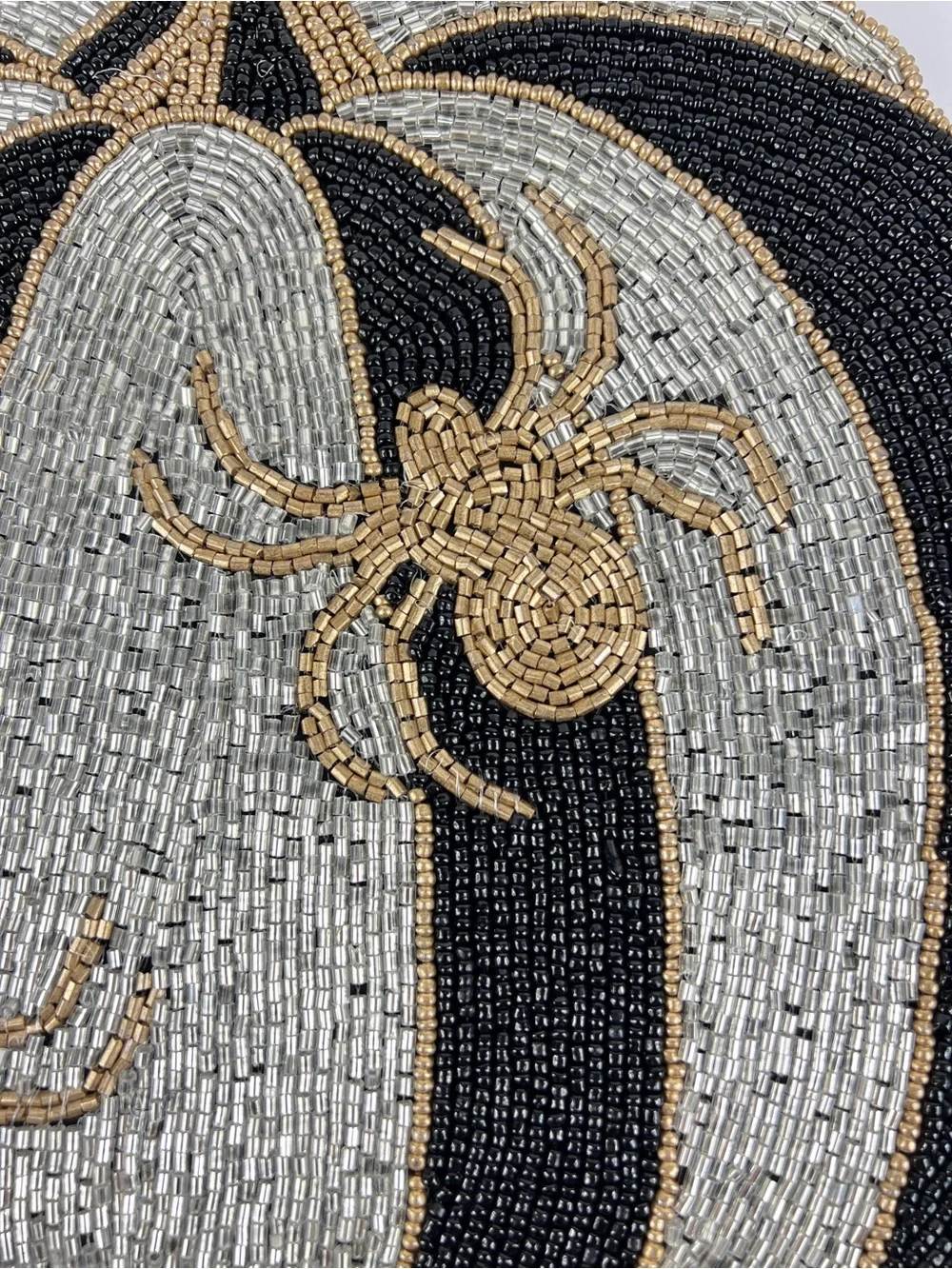 Christian Siriano Beaded Black, Silver & Gold Pumpkin Spider Placemats 4 Pc NEW